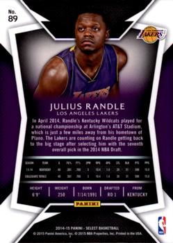 2014-15 Panini Select #89 Julius Randle Back