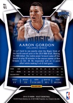 2014-15 Panini Select #91 Aaron Gordon Back