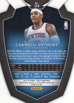 2014-15 Panini Select #114 Carmelo Anthony Back