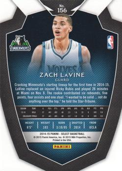 2014-15 Panini Select #156 Zach LaVine Back