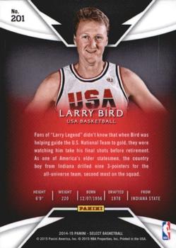 2014-15 Panini Select #201 Larry Bird Back