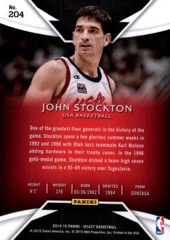 2014-15 Panini Select #204 John Stockton Back