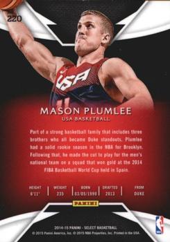 2014-15 Panini Select #220 Mason Plumlee Back