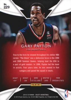 2014-15 Panini Select #229 Gary Payton Back