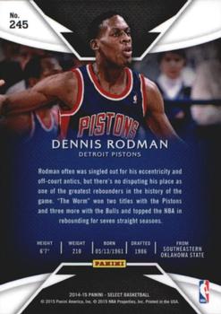 2014-15 Panini Select #245 Dennis Rodman Back