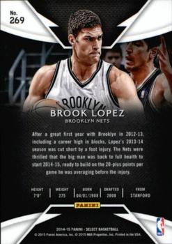 2014-15 Panini Select #269 Brook Lopez Back