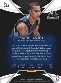 2014-15 Panini Select #282 Zach LaVine Back