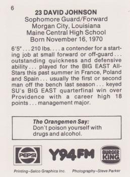 1989-90 Syracuse Orangemen #6 Dave Johnson Back