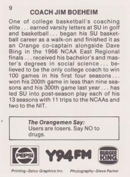 1989-90 Syracuse Orangemen #9 Jim Boeheim Back