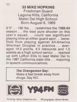 1989-90 Syracuse Orangemen #11 Mike Hopkins Back