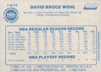 1985-86 Star Lifebuoy New Jersey Nets #1 Dave Wohl Back