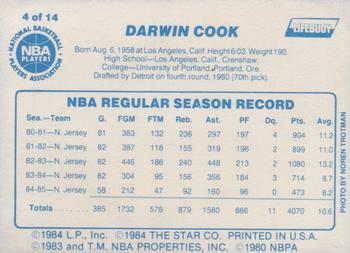 1985-86 Star Lifebuoy New Jersey Nets #4 Darwin Cook Back