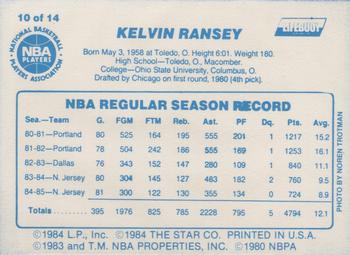 1985-86 Star Lifebuoy New Jersey Nets #10 Kelvin Ransey Back