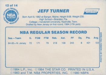 1985-86 Star Lifebuoy New Jersey Nets #12 Jeff Turner Back