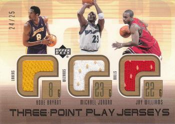 2002-03 Upper Deck - Three-Point Play Jerseys #KB/MJ/JW Jay Williams / Kobe Bryant / Michael Jordan Front