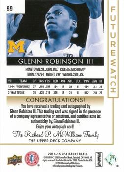 2014-15 SP Authentic #99 Glenn Robinson III Back