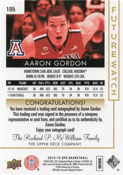 2014-15 SP Authentic #105 Aaron Gordon Back