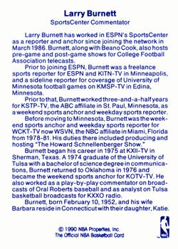 1989-90 Hoops - Announcers #NNO Larry Burnett Back