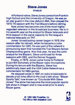 1989-90 Hoops - Announcers #NNO Steve Jones Back