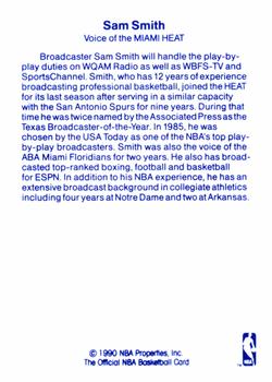 1989-90 Hoops - Announcers #NNO Sam Smith Back