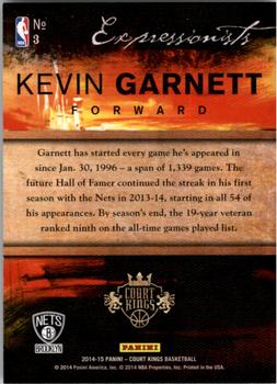 2014-15 Panini Court Kings - Expressionists #3 Kevin Garnett Back