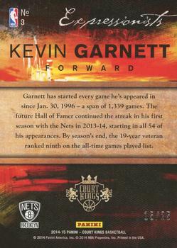 2014-15 Panini Court Kings - Expressionists Sapphire #3 Kevin Garnett Back