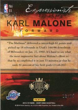 2014-15 Panini Court Kings - Expressionists Sapphire #11 Karl Malone Back