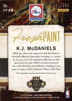 2014-15 Panini Court Kings - Fresh Paint Autographs #FP-KM K.J. McDaniels Back