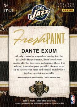 2014-15 Panini Court Kings - Fresh Paint Autographs #FP-DE Dante Exum Back