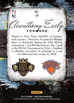 2014-15 Panini Court Kings - New Aesthetic #17 Cleanthony Early Back