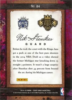 2014-15 Panini Court Kings - Remarkable Rookies #24 Nik Stauskas Back
