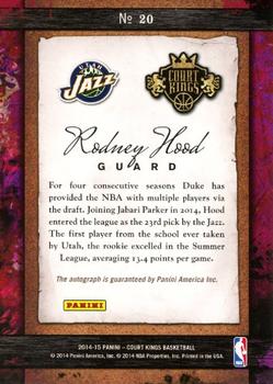 2014-15 Panini Court Kings - Remarkable Rookies Signatures #20 Rodney Hood Back