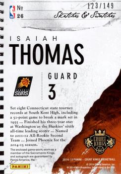 2014-15 Panini Court Kings - Sketches and Swatches Autographs #26 Isaiah Thomas Back