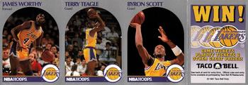 1990-91 Hoops Taco Bell Los Angeles Lakers - Panels #NNO James Worthy / Terry Teagle / Byron Scott Front