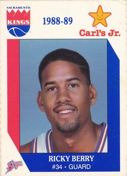 1988-89 Carl's Jr. Sacramento Kings #NNO Ricky Berry Front