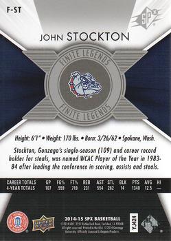 2014-15 SPx - Finite Legends Radiance #F-ST John Stockton Back