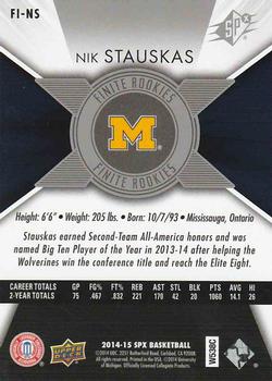 2014-15 SPx - Finite Rookies #FI-NS Nik Stauskas Back