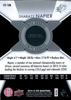 2014-15 SPx - Finite Rookies #FI-SN Shabazz Napier Back