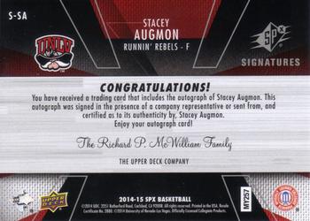 2014-15 SPx - Signatures #S-SA Stacey Augmon Back