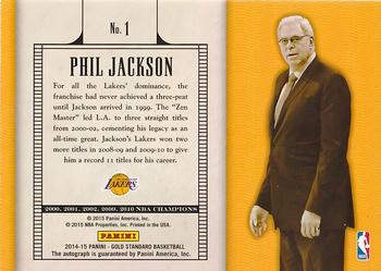 2014-15 Panini Gold Standard - Ring Bearers Autographs #1 Phil Jackson Back
