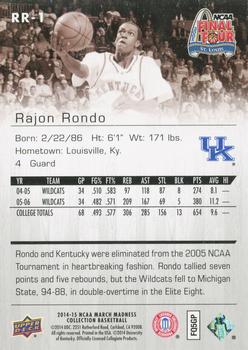 2014-15 Upper Deck NCAA March Madness - Sepia #RR-1 Rajon Rondo Back