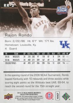 2014-15 Upper Deck NCAA March Madness - Sepia #RR-2 Rajon Rondo Back
