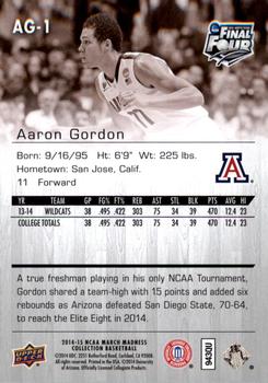 2014-15 Upper Deck NCAA March Madness - Sepia #AG-1 Aaron Gordon Back