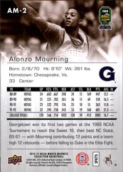2014-15 Upper Deck NCAA March Madness - Sepia #AM-2 Alonzo Mourning Back