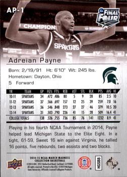 2014-15 Upper Deck NCAA March Madness - Sepia #AP-1 Adreian Payne Back