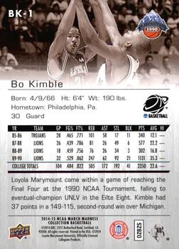 2014-15 Upper Deck NCAA March Madness - Sepia #BK-1 Bo Kimble Back