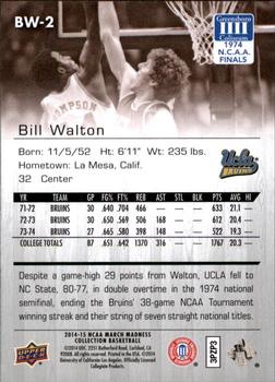 2014-15 Upper Deck NCAA March Madness - Sepia #BW-2 Bill Walton Back