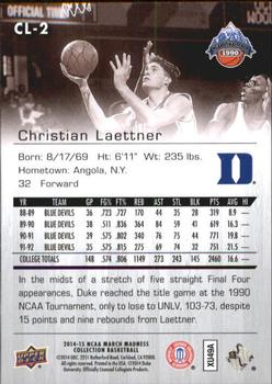 2014-15 Upper Deck NCAA March Madness - Sepia #CL-2 Christian Laettner Back