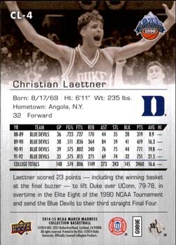 2014-15 Upper Deck NCAA March Madness - Sepia #CL-4 Christian Laettner Back