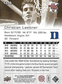 2014-15 Upper Deck NCAA March Madness - Sepia #CL-6 Christian Laettner Back